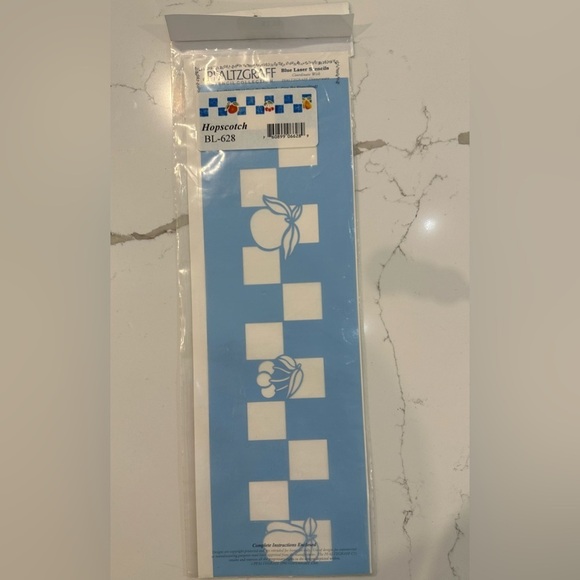 🎄Pfaltzgraff Hopscotch Check and Fruit  Blue Laser Stencils NIP - Picture 1 of 4